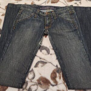 Frankie B Patchwork Edition Boot Cut Low Rise Jeans in size 2